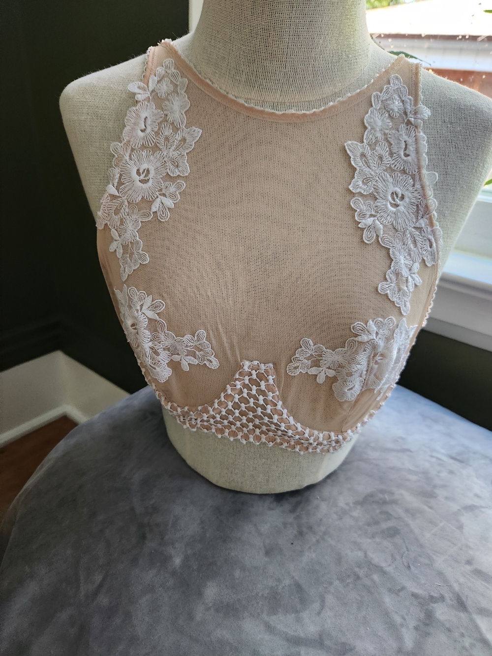 Pink and White Bralette / Top / Size S/M